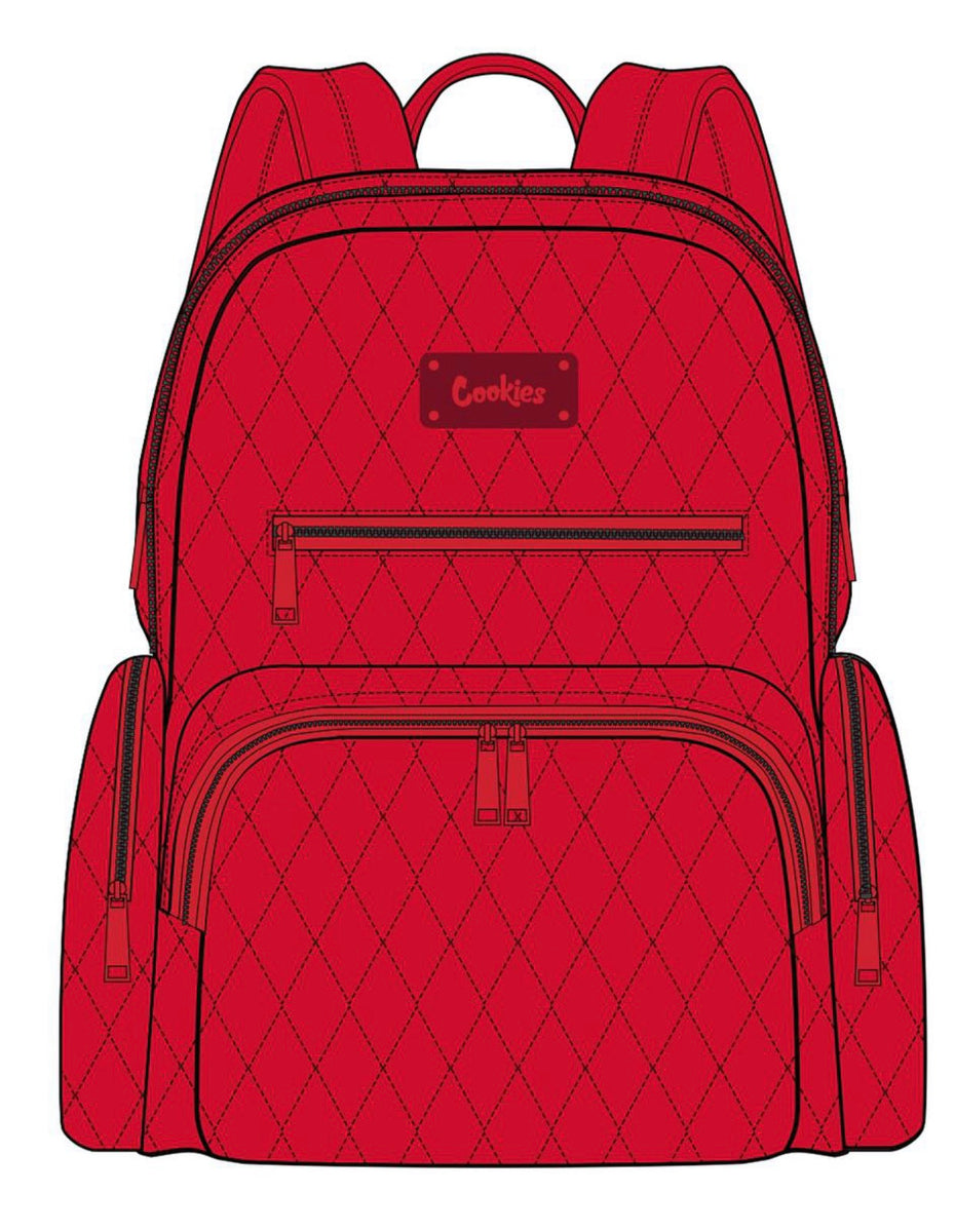 Cookies red V4 smell proof quilted nylon tonal backpack Hipstopclothing